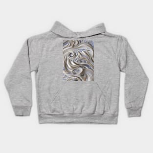 Swirly Flowing Ivory And Cobalt Curlicues Kids Hoodie